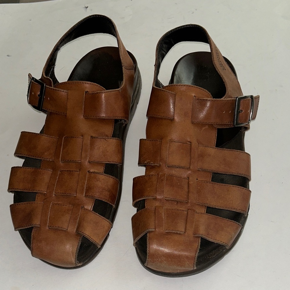 Mephisto Brown Leather Strap Sandals